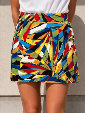 Loudmouth Ladies Golf Skort Colorful Abstract Print Athletic Skirt Size 2